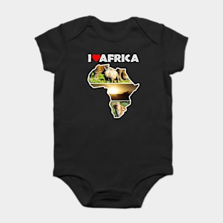 I Love Africa Wildlife Collage Map Baby Bodysuit